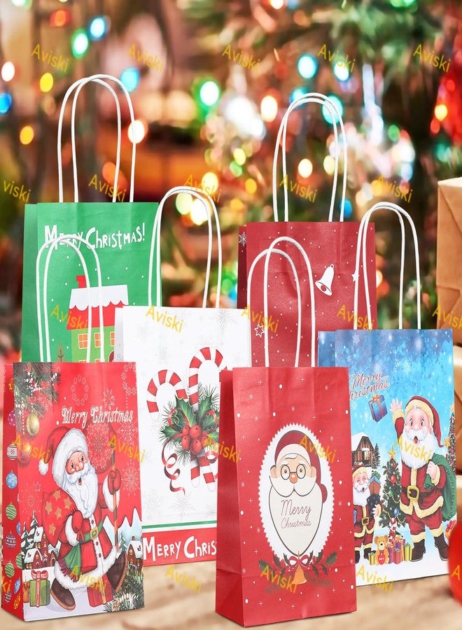 Aviski 24PCS Christmas Assorted Styles Bags Kraft Paper Goodie Bags with Handles, Cute Prints for Xmas Gift Wrapping Party Supplies - Image 5